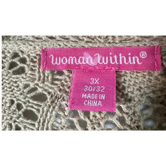 Woman Within Open Front Pointelle Cardigan - Picture 10 of 10